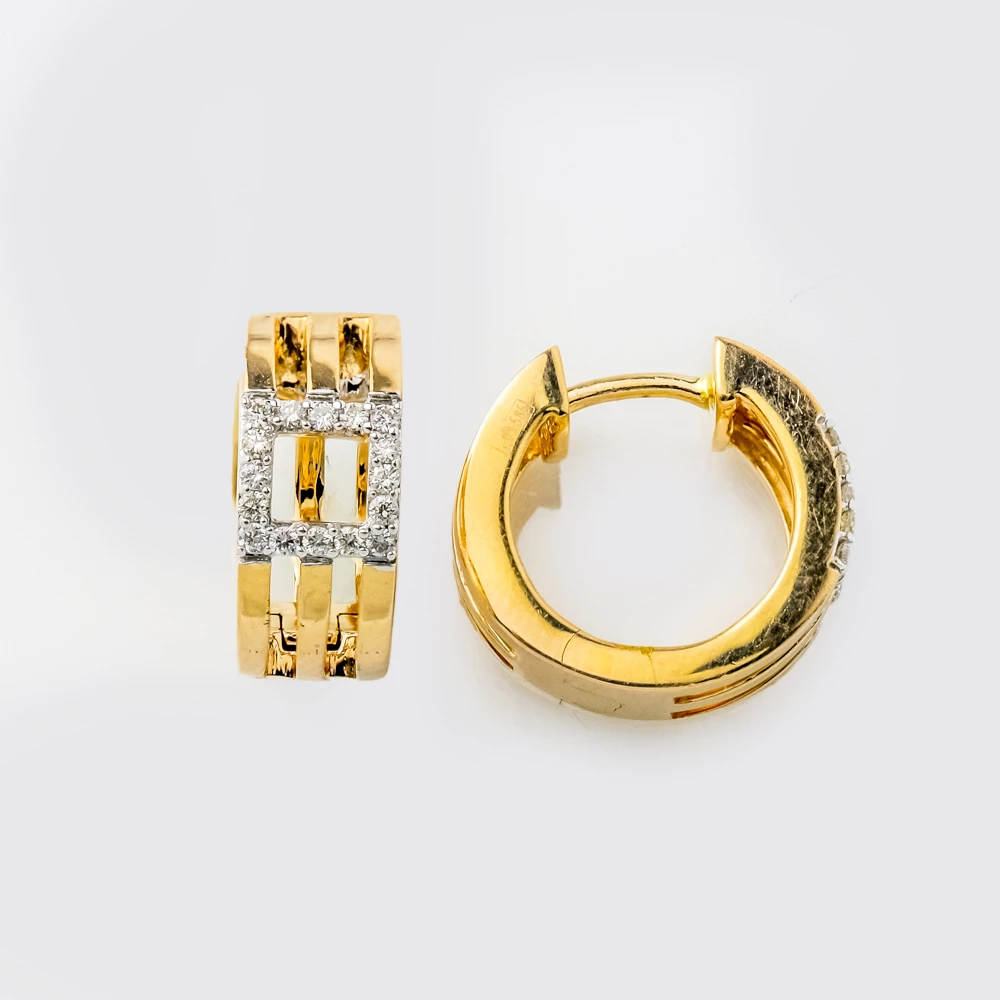 Серьги конго с бриллиантом из красного золота 585 пробы