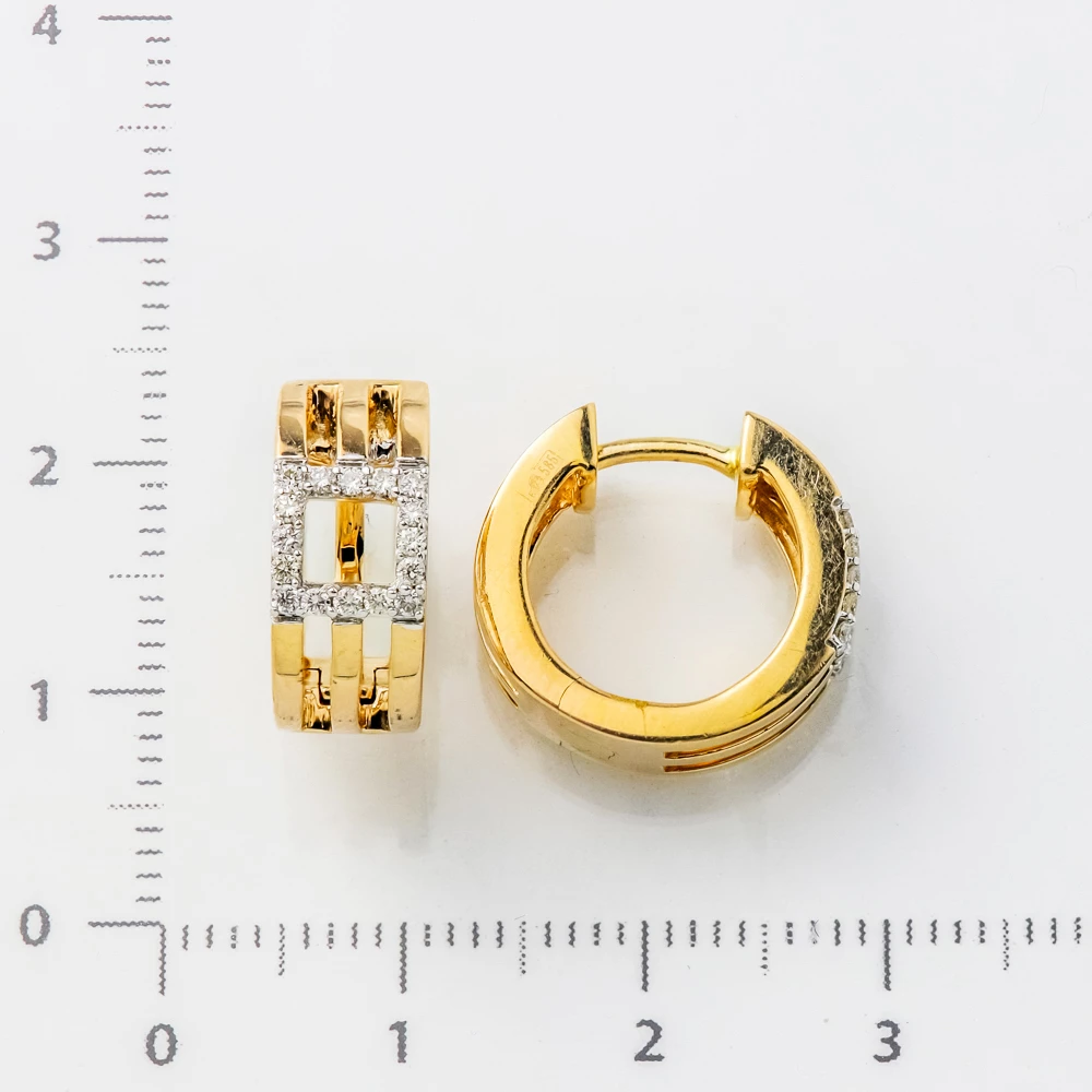 Серьги конго с бриллиантом из красного золота 585 пробы