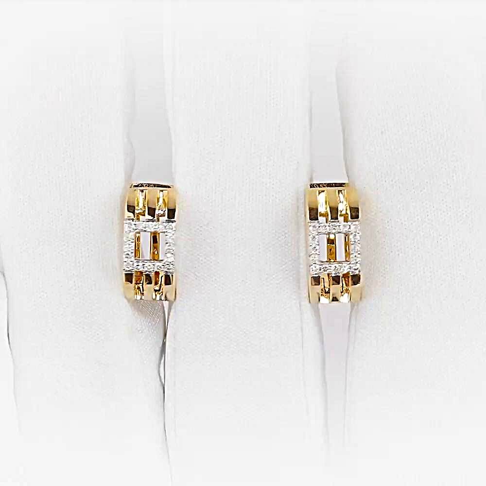 Серьги конго с бриллиантом из красного золота 585 пробы 1