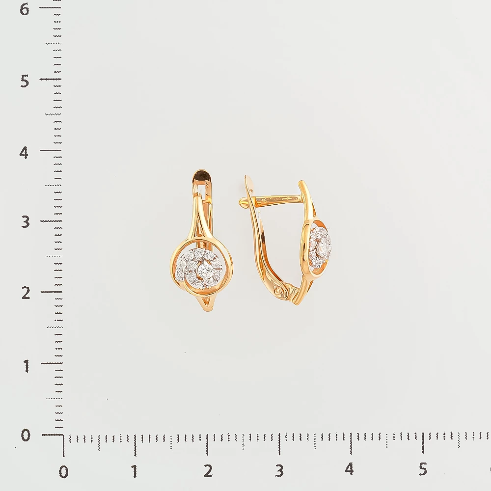 Серьги с фианитом из красного золота 585 пробы