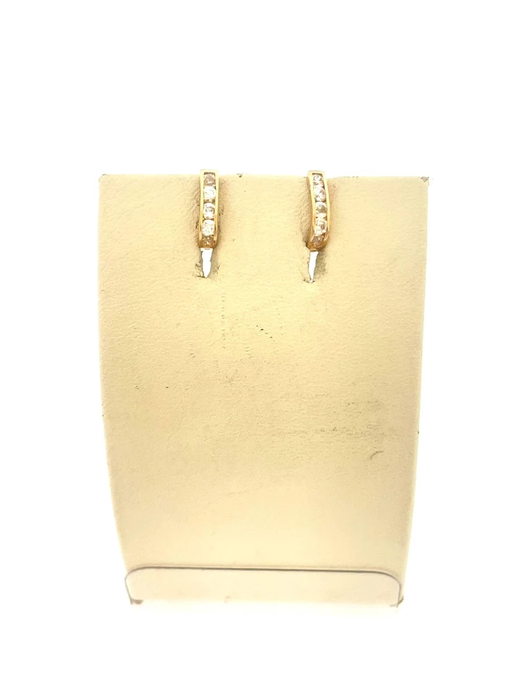 Серьги с фианитом из красного золота 585 пробы