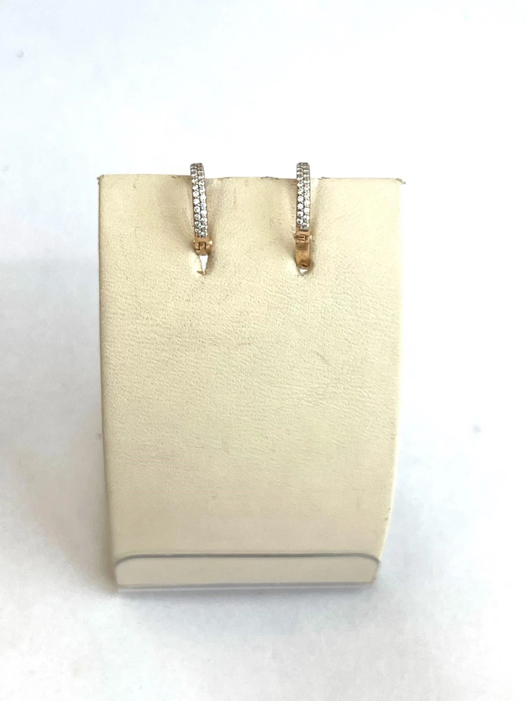 Серьги с фианитом из красного золота 585 пробы