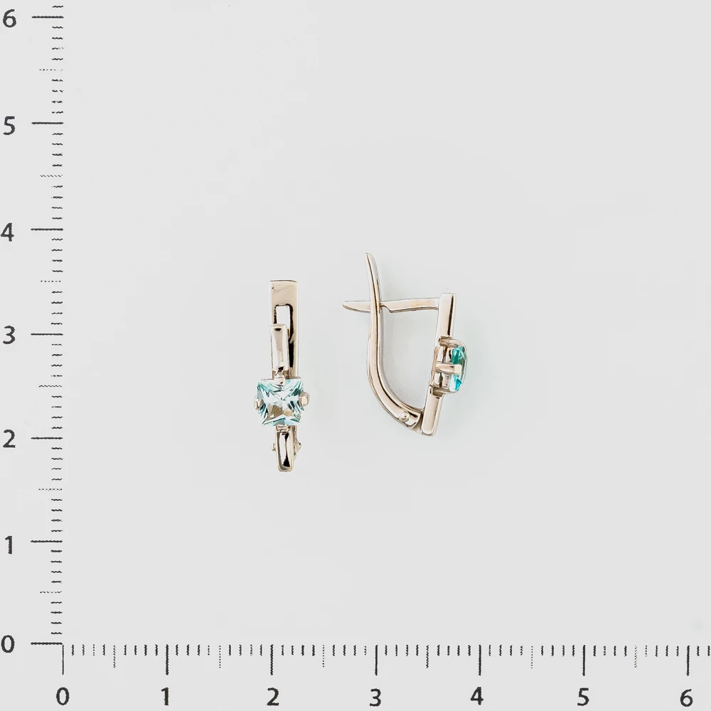 Серьги с топазом из белого золота 585 пробы