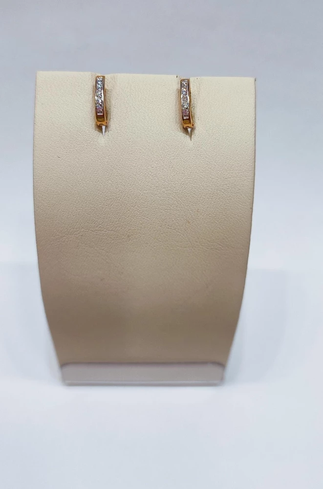 Серьги с фианитом из красного золота 585 пробы