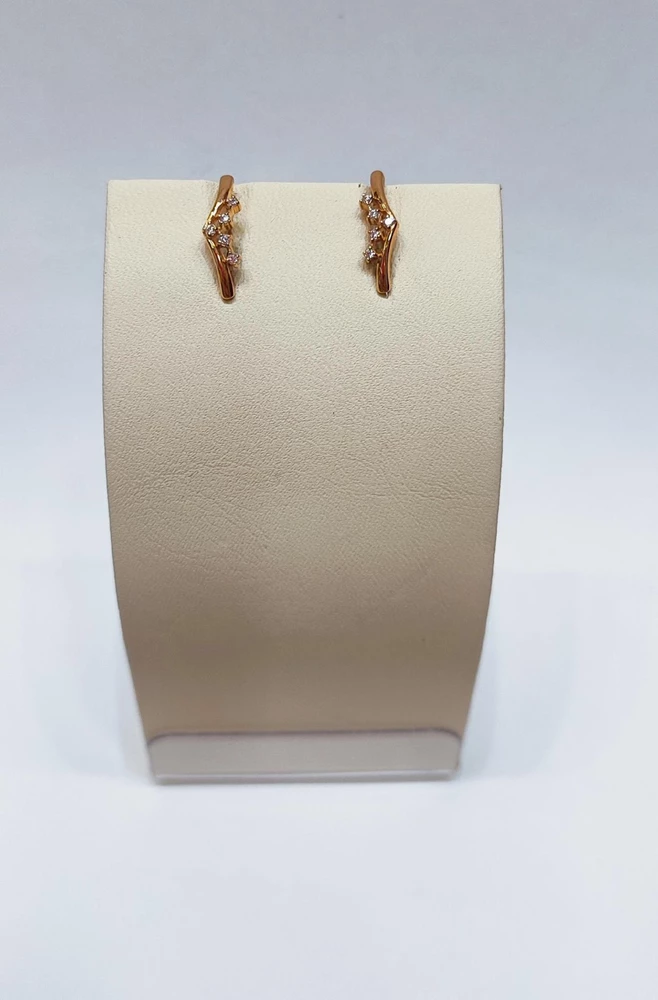 Серьги с фианитом из красного золота 585 пробы