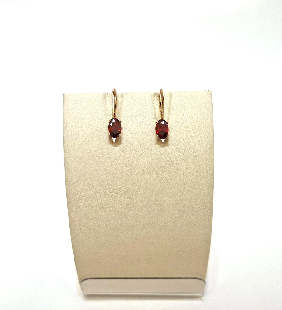 Серьги с гранатом из красного золота 585 пробы