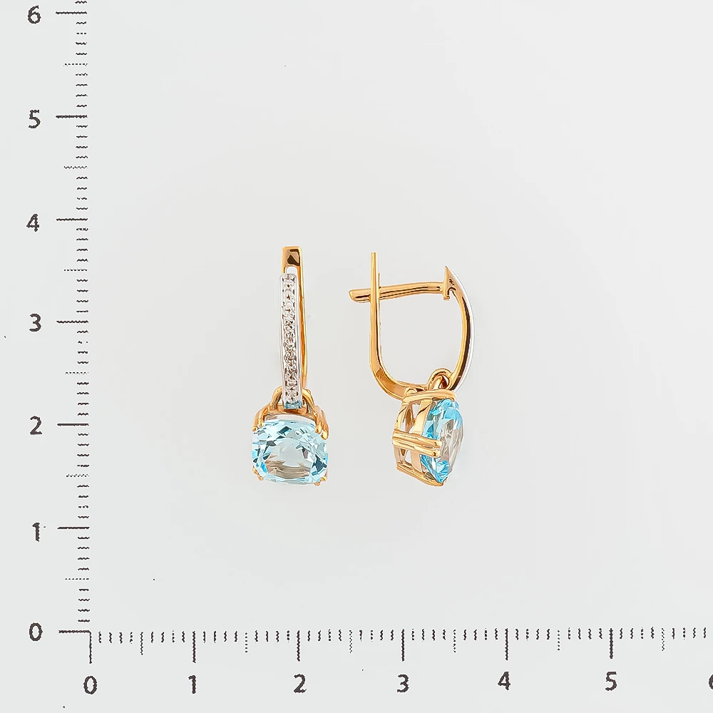 Серьги с топазом из красного золота 585 пробы