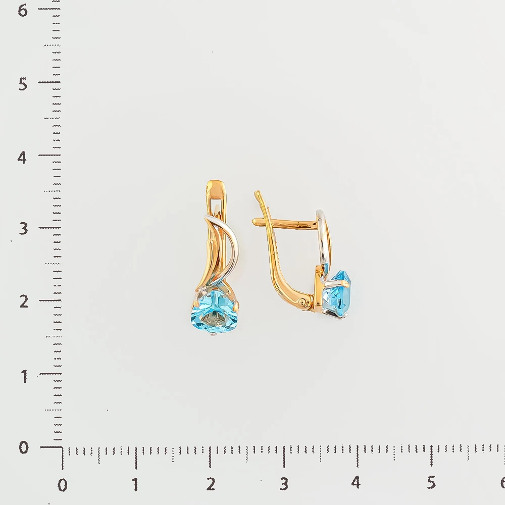 Серьги с топазом из красного золота 585 пробы