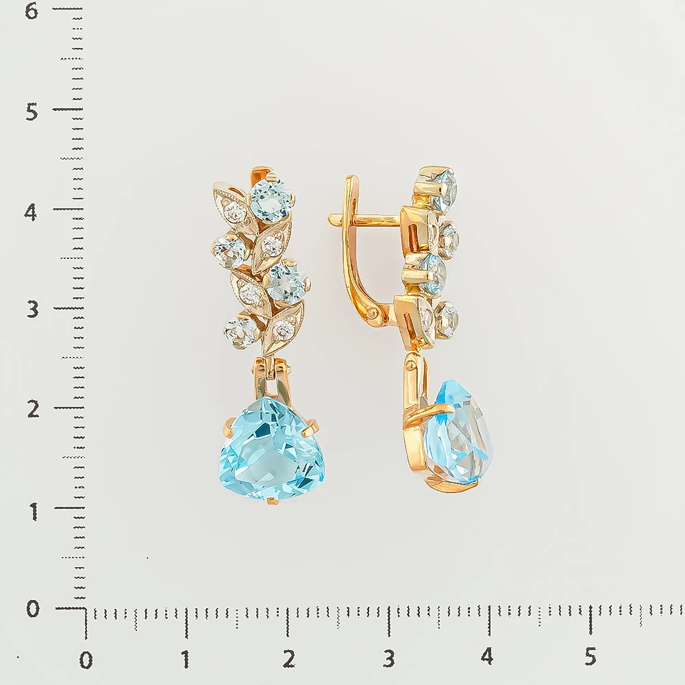 Серьги с топазом из красного золота 585 пробы