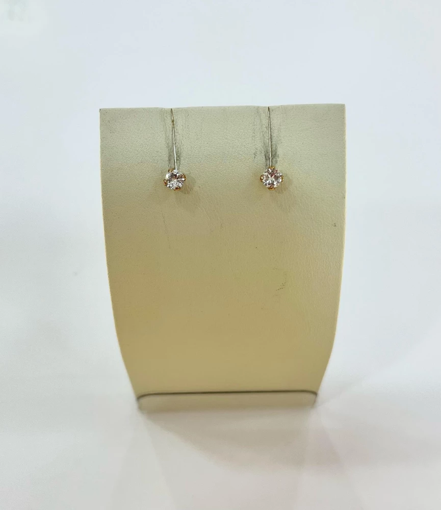 Серьги с фианитом из красного золота 375 пробы