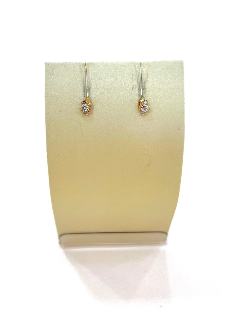 Серьги с фианитом из красного золота 375 пробы