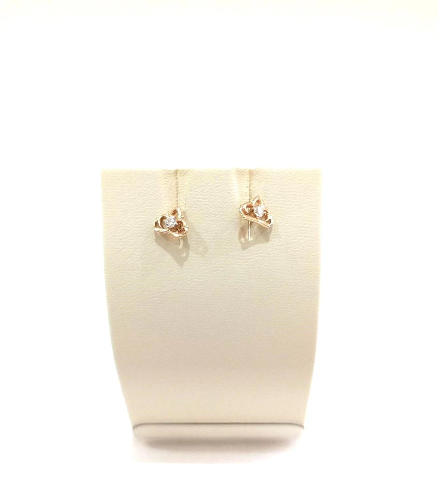 Серьги с фианитом из красного золота 585 пробы