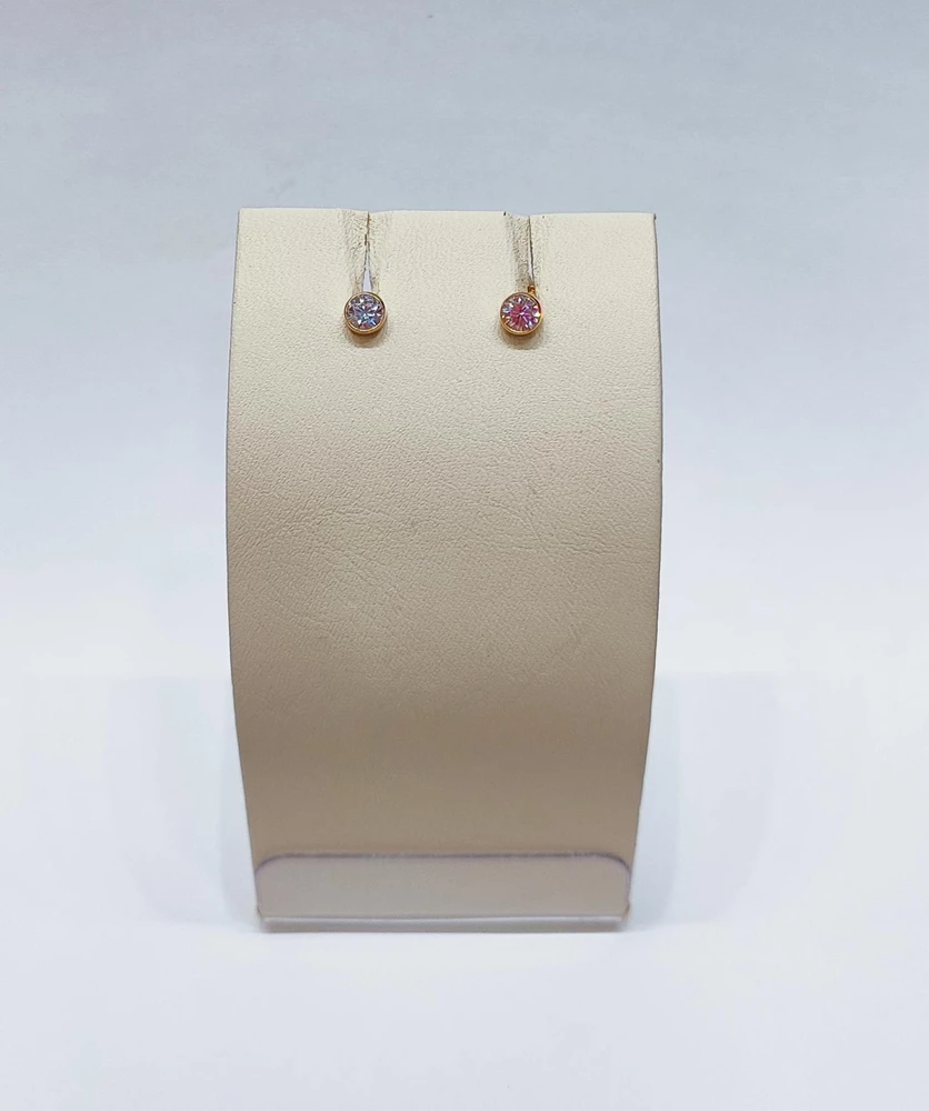 Серьги с фианитом из красного золота 585 пробы