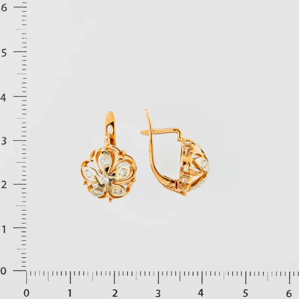 Серьги с бриллиантом из красного золота 585 пробы