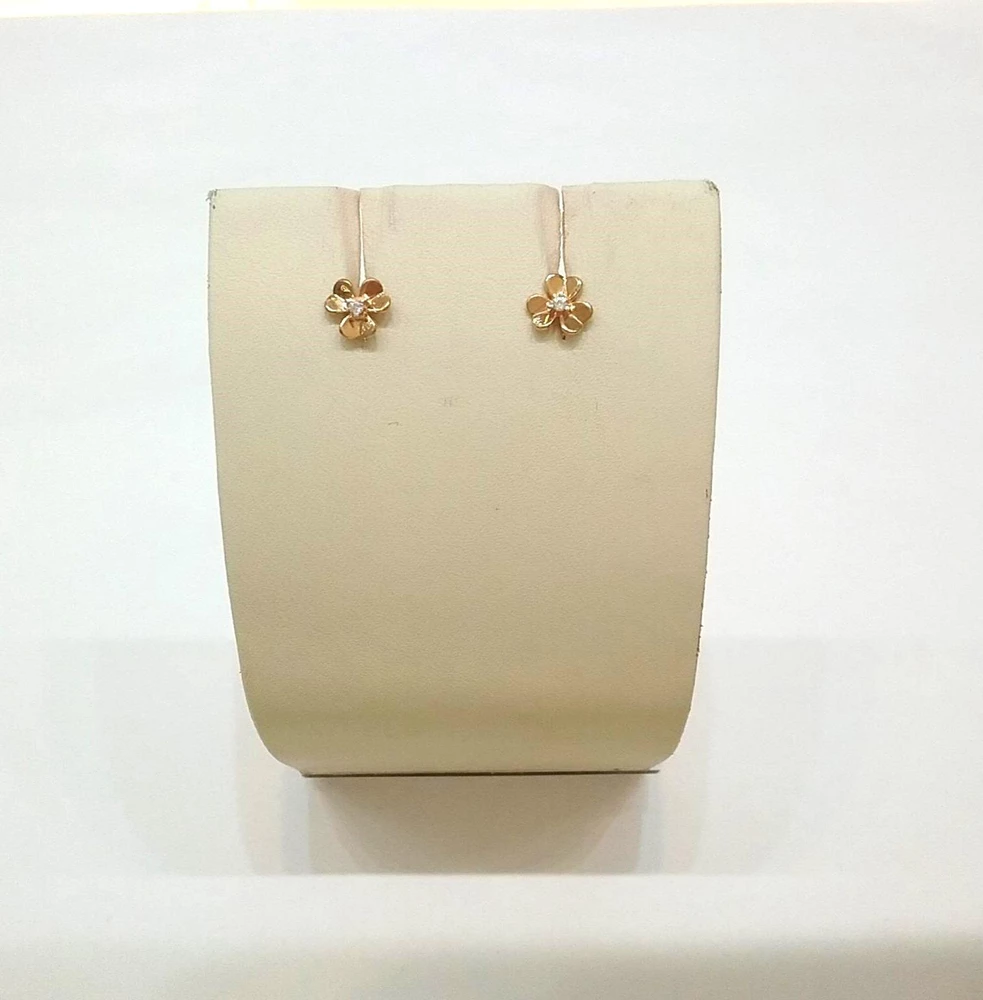 Серьги с фианитом из красного золота 585 пробы