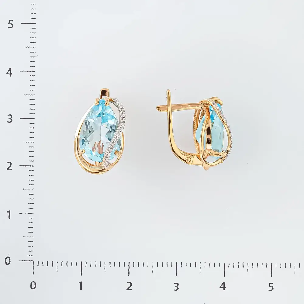 Серьги с топазом из красного золота 585 пробы 2