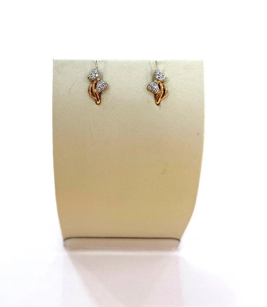 Серьги с фианитом из красного золота 585 пробы