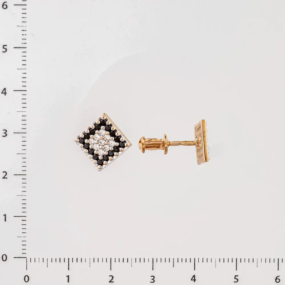 Серьги с фианитом из красного золота 585 пробы 2