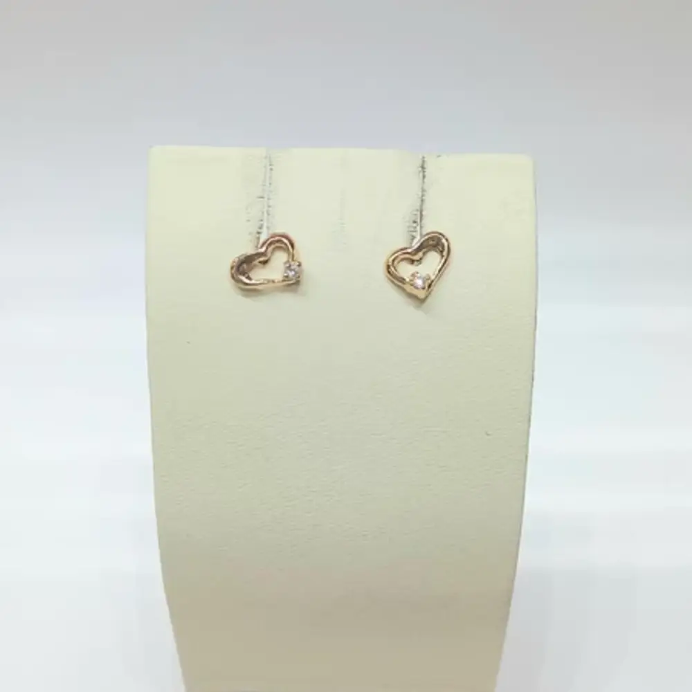 Серьги с фианитом из красного золота 585 пробы
