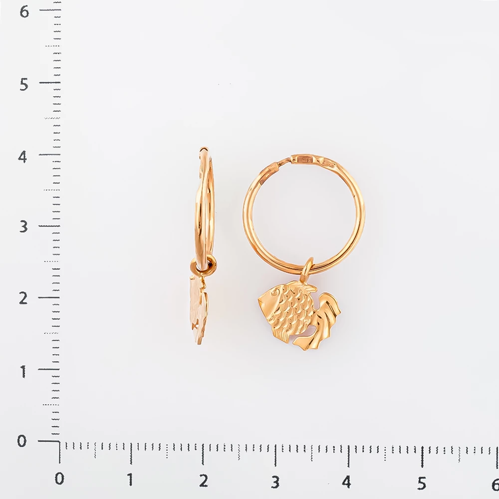 Серьги конго из красного золота 585 пробы