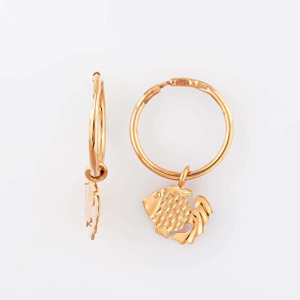 Серьги конго из красного золота 585 пробы