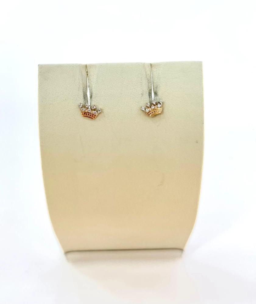 Серьги с фианитом из красного золота 585 пробы