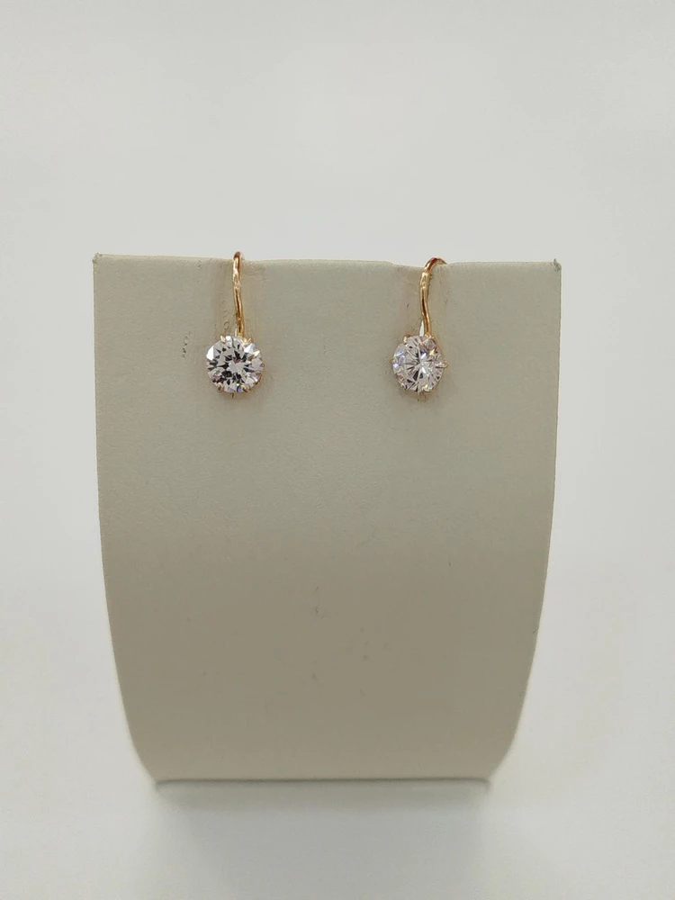 Серьги с фианитом из красного золота 585 пробы