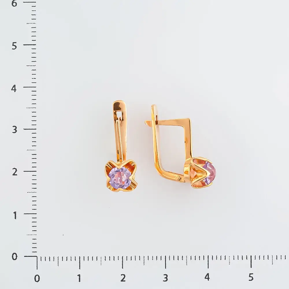 Серьги с фианитом из красного золота 583 пробы 2