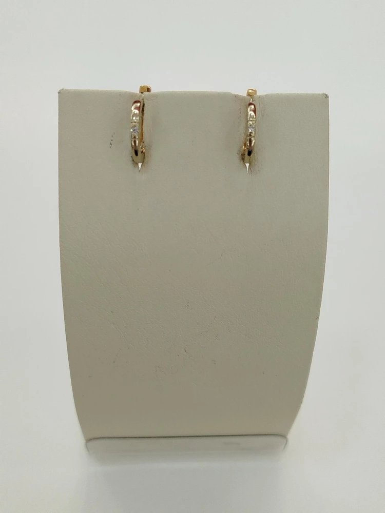 Серьги с фианитом из красного золота 585 пробы