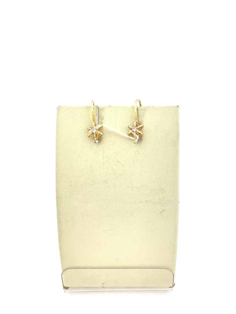 Серьги с фианитом из красного золота 585 пробы