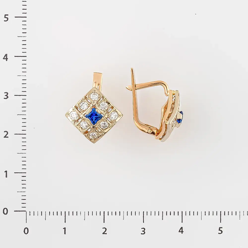 Серьги с фианитом из красного золота 585 пробы 2