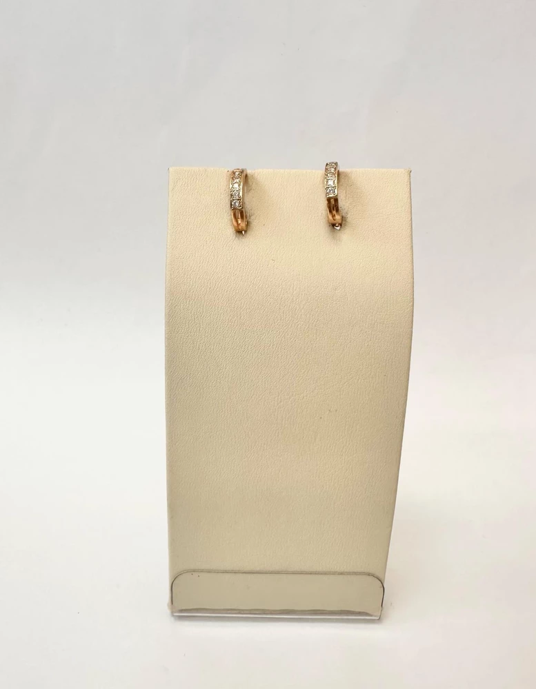 Серьги с фианитом из красного золота 585 пробы