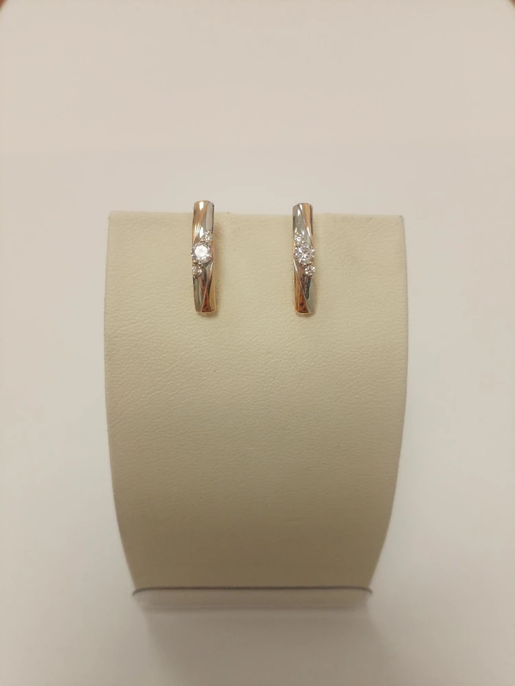 Серьги с фианитом из красного золота 585 пробы