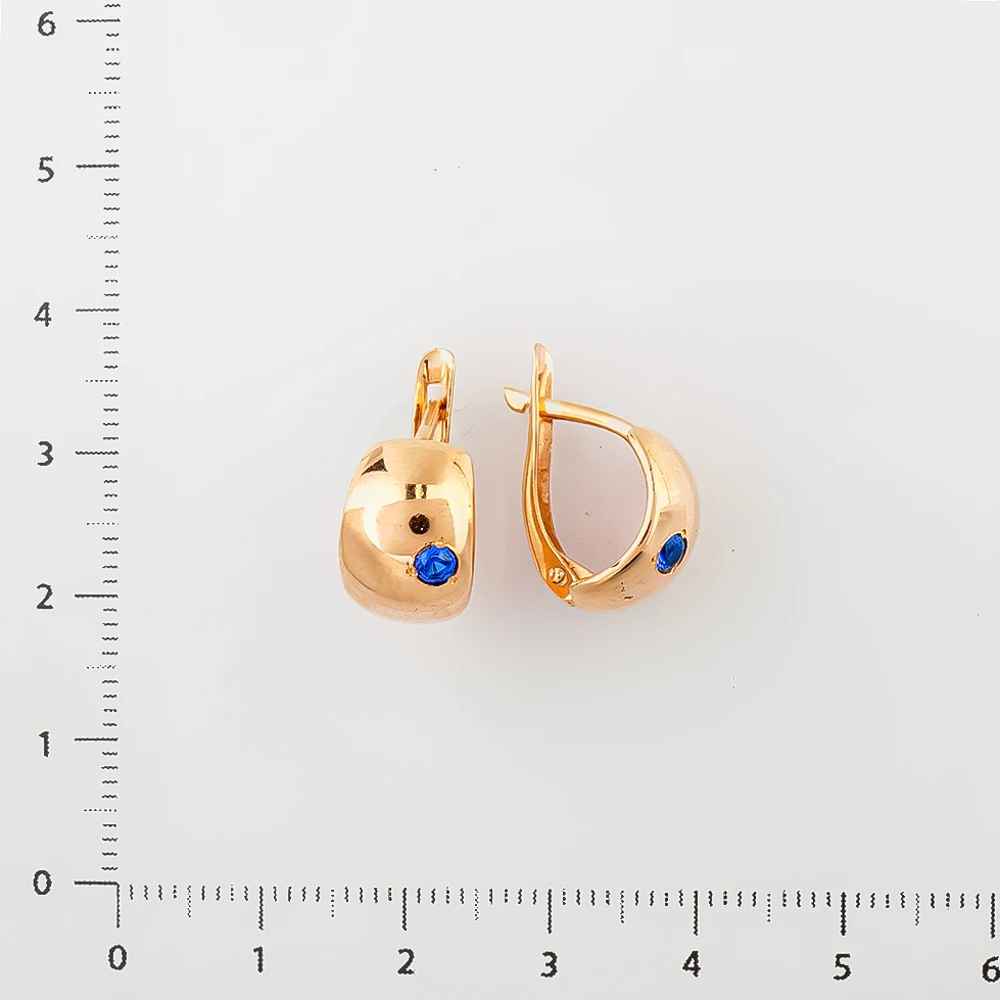 Серьги с фианитом из красного золота 585 пробы