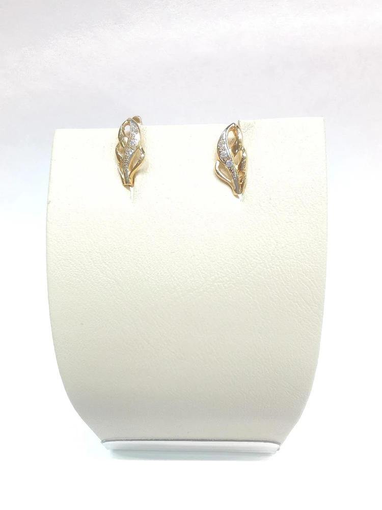 Серьги с фианитом из красного золота 585 пробы