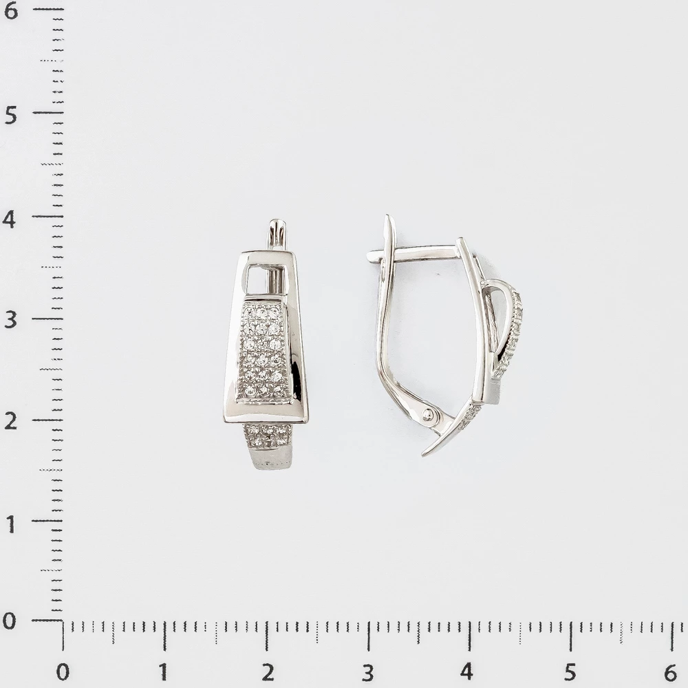 Серьги с фианитом из белого золота 585 пробы