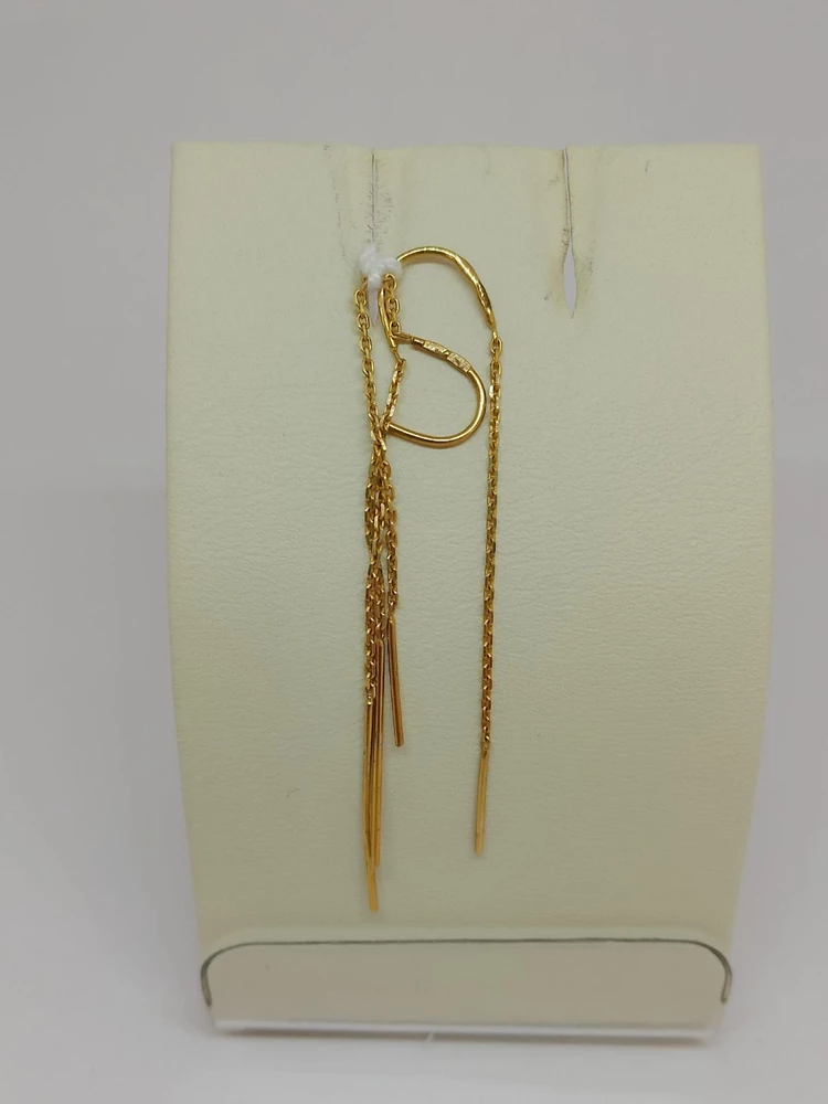 Серьги-продевки из желтого золота 585 пробы