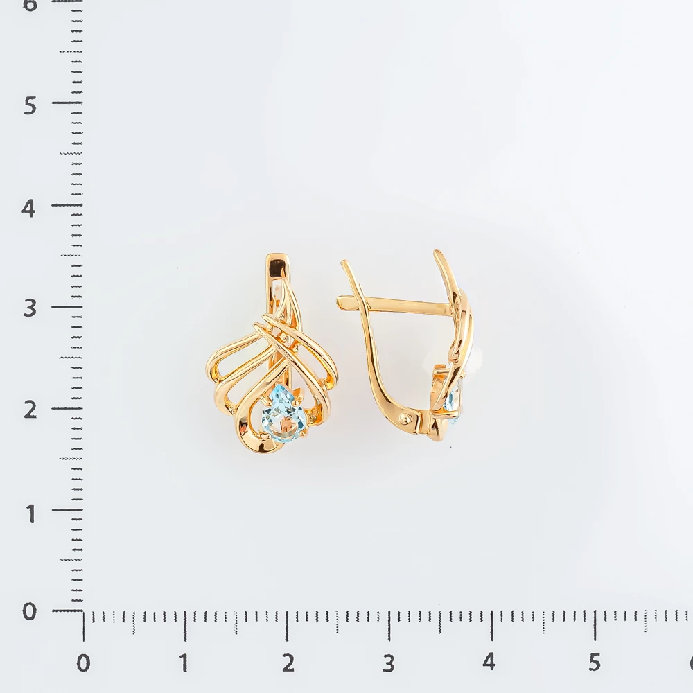 Серьги с топазом из красного золота 585 пробы
