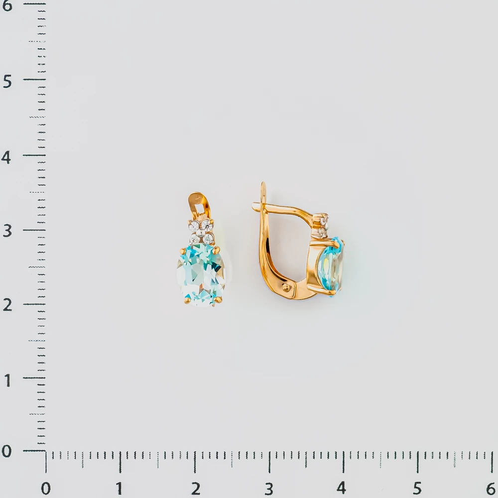 Серьги с топазом из красного золота 585 пробы