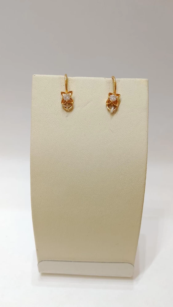 Серьги с фианитом из красного золота 585 пробы