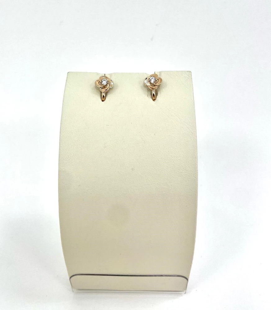 Серьги с фианитом из красного золота 375 пробы