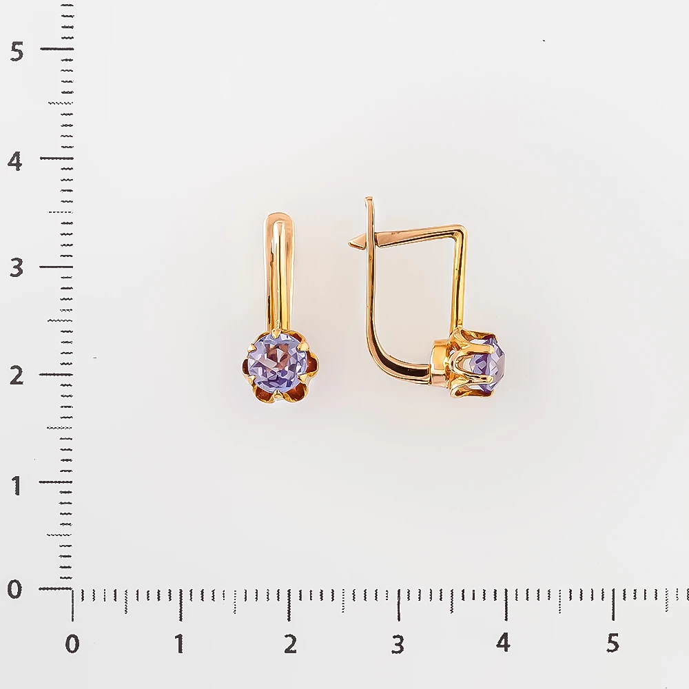 Серьги с фианитом из красного золота 583 пробы