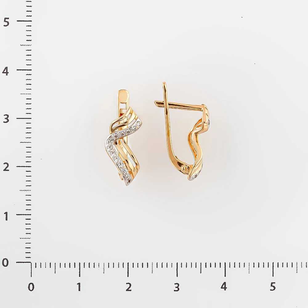 Серьги с фианитом из красного золота 585 пробы