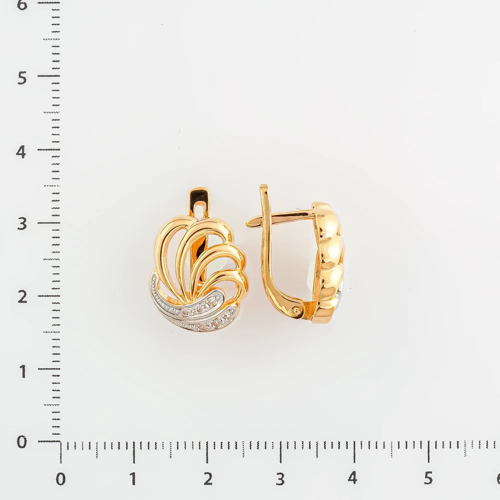 Серьги с фианитом из красного золота 585 пробы
