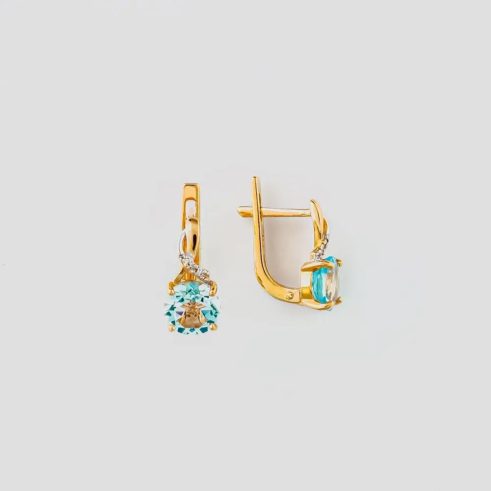 Серьги с топазом из красного золота 585 пробы 1