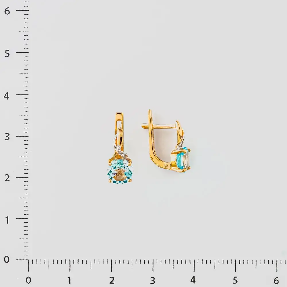 Серьги с топазом из красного золота 585 пробы 2