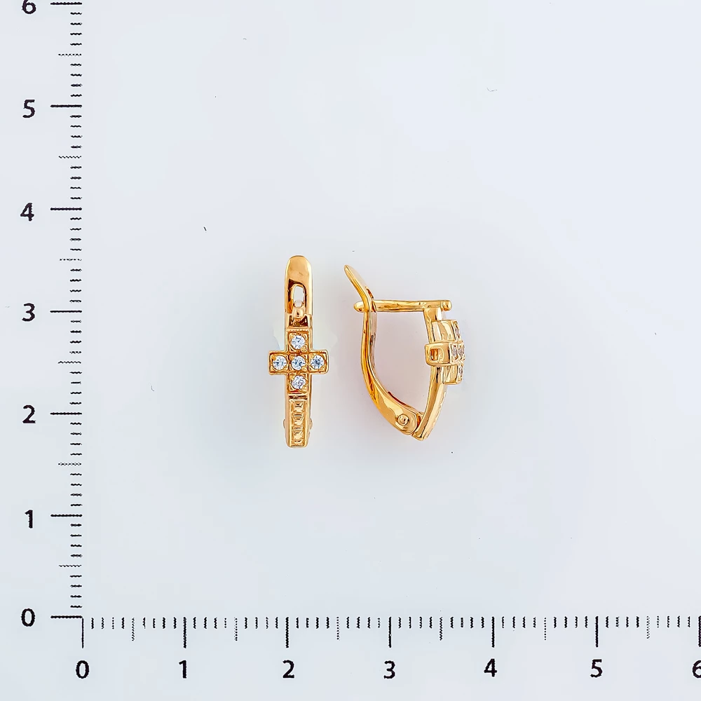 Серьги с фианитом из красного золота 585 пробы
