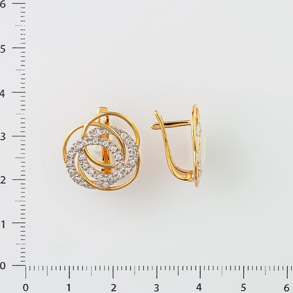 Серьги с фианитом из красного золота 585 пробы