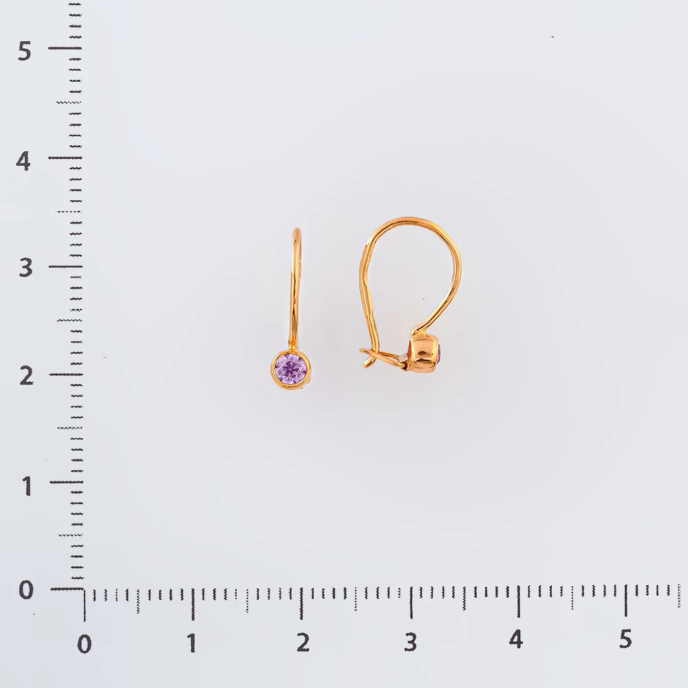 Серьги с фианитом из красного золота 583 пробы