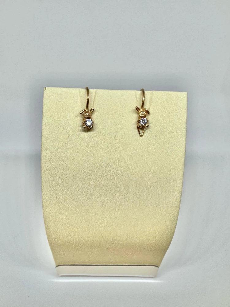 Серьги с фианитом из красного золота 375 пробы
